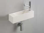 Lave-mains pour toilettes, suspendu et compacte, parfait pour les espaces restreints, Largeur 42 cm, Profondeur 14,5 cm, Hauteur 11 cm, résine minéral, Livraison 5-7 jours OFFERTE.
